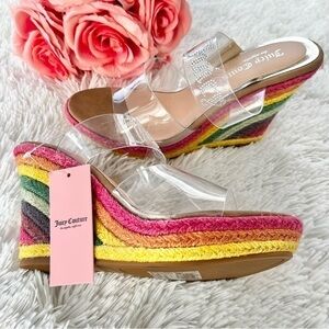 NWT Juicy Couture shoes espadrilles jute rainbow 7.5